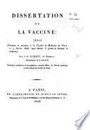 Dissertation sur la vaccine; thèse, etc