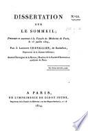 Dissertation sur le sommeil, etc