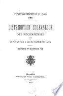 Distribution solennelle des récompenses aux exposants & à leurs coopérateurs