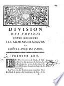 Division des emplois entre messieurs les administrateurs de l'Hôtel-Dieu de Paris