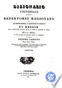 *Dizionario universale ossia repertorio ragionato di giurisprudenza e quistioni di diritto