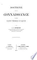Doctrine de la connaissance d'après Saint Thomas d'Aquin