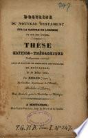 Doctrine du N. T. sur la nature de l'homme et sur son avenir