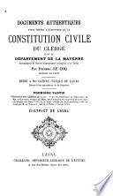 Documents authentiques pour servir à l'histoire de la constitution civile du clergé dans le département de la Mayenne