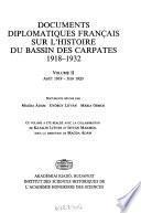 Documents diplomatiques français sur l'histoire du bassin des Carpates: Août 1919-juin 1920