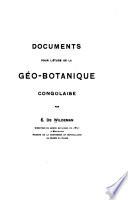 Documents pour l'étude de la géo-botanique congolaise