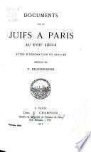 Documents sur les Juifs à Paris au XVIIIe siècle