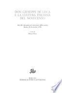 Don Giuseppe De Luca e la cultura italiana del Novecento
