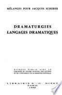 Dramaturgies, langages dramatiques