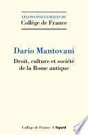 Droit, culture et société de la Rome antique