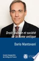 Droit, culture et société de la Rome antique