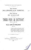 Droit romain:- De l'origine & du domicile