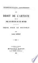 Du droit de l'artiste sur le prix de revente de ses oeuvres