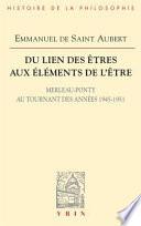 Du lien des êtres aux éléments de l'être