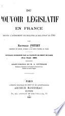 Du pouvoir législatif en France