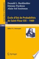 Ecole d'Ete de Probabilites de Saint-Flour XIX - 1989