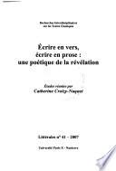 Ecrire en vers, écrire en prose