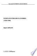 Ecrits d'entre-deux-guerres (1928-1940)