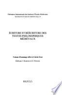 Ecriture et réécriture des textes philosophiques médiévaux