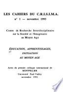 Education, apprentissages, initiation au Moyen Age