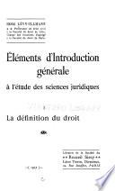 Éléménts d'introduction générale à l'étude des sciences juridiques