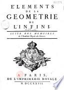 Éléments de la géométrie de l'infini : suite des mémoires de l'Academie Royale des Sciences, 1727