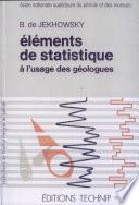 Eléments de statistique à l'usage des géologues