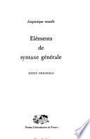 Eléments de syntaxe générale