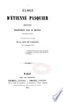 Eloge d'Etienne Pasquier