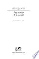 Eloge et critique de la modernité