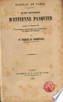 Eloge historique d ́Estienne Pasquier