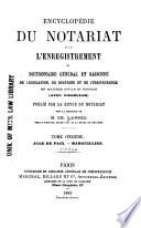 Encyclopédie du notariat et de l'enregistrement