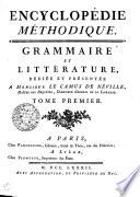 Encyclopédie méthodique. Grammaire et littérature