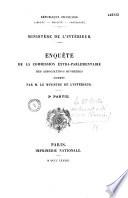 Enquête de la Commission extra-parlementaire des associations ouvrières
