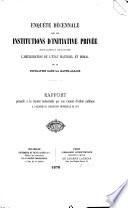 Enquête décennale sur les institutions d'initiative privée destinées à favoriser l'amélioration de l'état matériel et moral de la population dans la Haute-Alsace