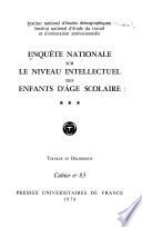 Enquête nationale sur le niveau intellectuel des enfants d'âge scolaire