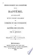 Enseignement de l'ecriture sur le baptême