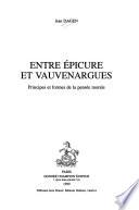 Entre Epicure et Vauvenargues