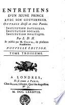 ENTRETIENS D'UN JEUNE PRINCE AVEC SON GOUVERNEUR