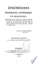 Ephémérides politiques, littéraires et religieuses