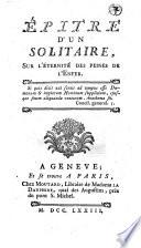 Epitre d'un solitaire, sur l'eternitè des peines de l'enfer