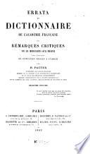 Errata du Dictionnaire de l'Académie française