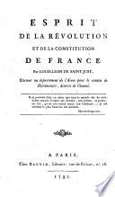 Esprit de la Révolution et de la Constitution de France