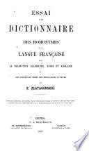 Essai d'un dictionnaire des homonymes de la langue française