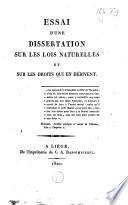 Essai d'une dissertation sur les lois naturelles et sur les droits qui en dérivent