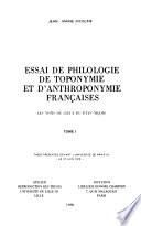 Essai de philologie de toponymie et d'anthroponymie françaises