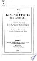 Essai sur l'analyse physique des langues