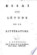 Essai sur l'étude de la littérature