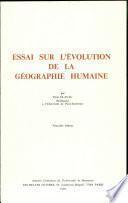 Essai sur l'évolution de la géographie humaine
