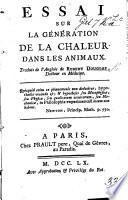 Essai sur la génération de la chaleur dans les animaux, traduit de l'Anglois